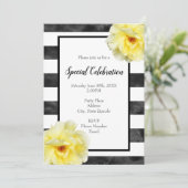 Gele roze, zwarte en witte Waterverf Stripes Kaart (Staand voorkant)