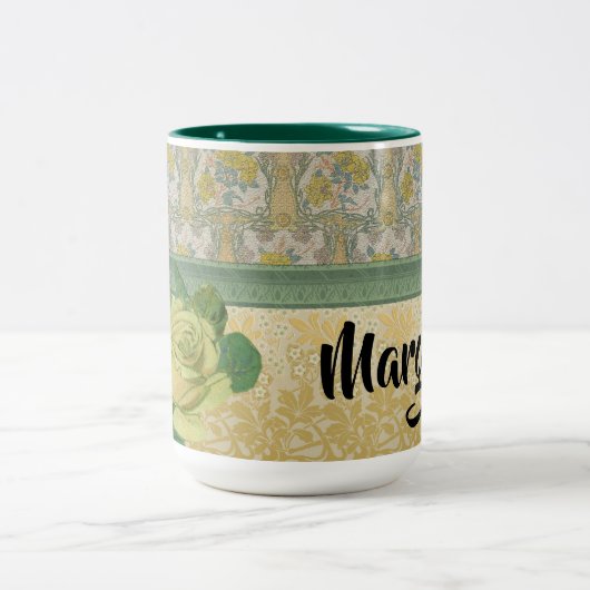 Gele rozen Aangepast Tweekleurige Koffiemok (Center)