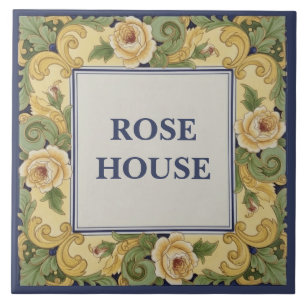 Gele Rozen Aangepaste Huis Naambord Bord Plaque Tegeltje