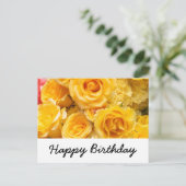 Gele rozen achtergrond Happy Birthday Briefkaart (Staand voorkant)