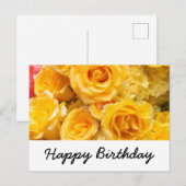 Gele rozen achtergrond Happy Birthday Briefkaart (Voorkant / Achterkant)