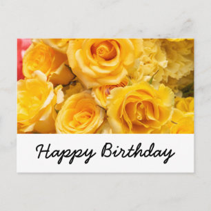 Gele rozen achtergrond Happy Birthday Briefkaart