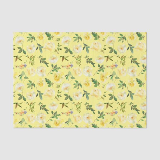 Gele Rozen Aquarel Decoupage Tissuepapier (Voorkant)