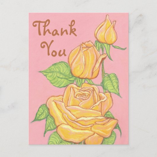 Gele Rozen Bedankkaart 2 Briefkaart (Voorkant)