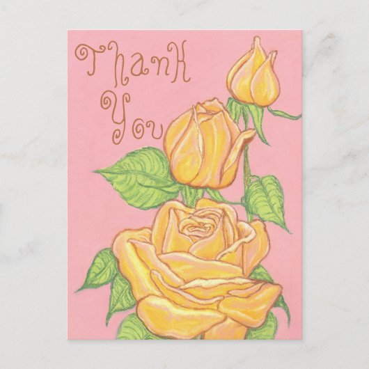 Gele Rozen Bedankt Ansichtkaart 2 Briefkaart (Voorkant)