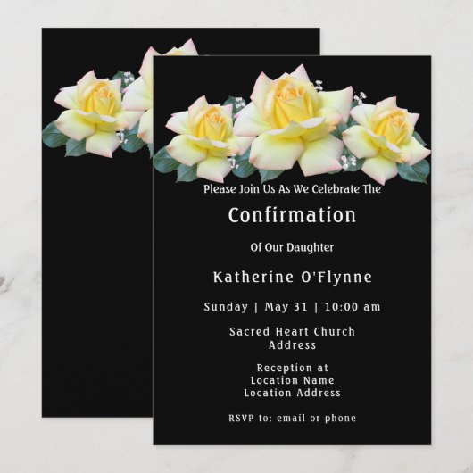 Gele rozen bevestiging kaart (Voorkant / Achterkant)