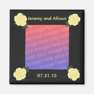 Gele rozen, Bewaar de datum bruiloft foto magneten