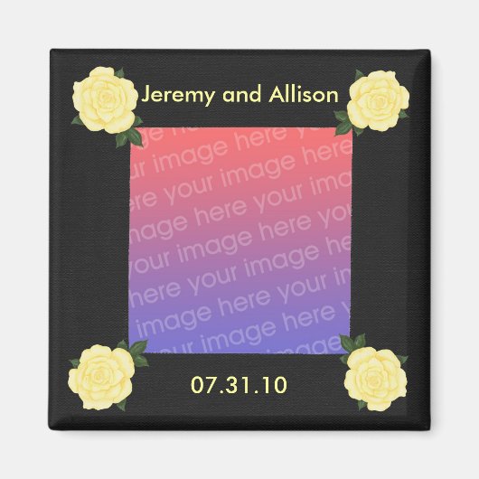 Gele rozen, Bewaar de datum bruiloft foto magneten (Voorkant)