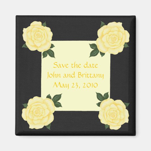 Gele rozen, Bewaar de datum bruiloft magneten (Voorkant)