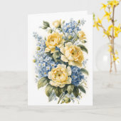 Gele Rozen Blauw Vergeet-Me-Nots Verjaardag Kaart (Gele Bloem)