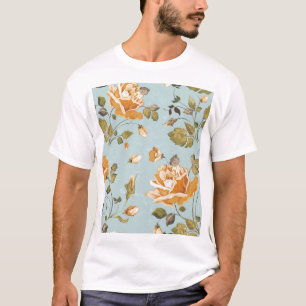 Gele Rozen Blauwe Achtergrond Wallpaper T-shirt