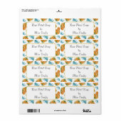 Gele rozen blauwe vloerkraft of zeep Label (Full Sheet)