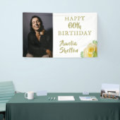 Gele Rozen Bloemen 60e Verjaardag Party Foto Spandoek (Beurs)