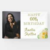 Gele Rozen Bloemen 60e Verjaardag Party Foto Spandoek (Horizontaal)