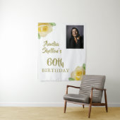 Gele Rozen Bloemen 60e Verjaardag Party Foto Wandkleed (In situ)