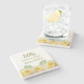 Gele Rozen Bloemen 80ste Verjaardag Stenen Onderzetter (Zijkant)