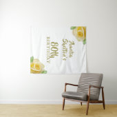 Gele Rozen Bloemen 80ste Verjaardagsfeestje Achter Wandkleed (In Situ (horizontaal))