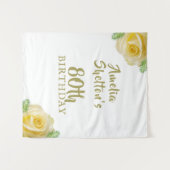 Gele Rozen Bloemen 80ste Verjaardagsfeestje Achter Wandkleed (Voorkant (horizontaal))