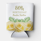 Gele Rozen Bloemen 80ste Verjaardagsfeestje Blikjeskoeler (Voorkant)