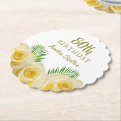 Gele Rozen Bloemen 80ste Verjaardagsfeestje Kartonnen Onderzetters (Gekanteld)