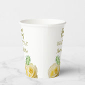 Gele Rozen Bloemen 80ste Verjaardagsfeestje Papieren Bekers (Rechts)