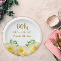 Gele Rozen Bloemen 80ste Verjaardagsfeestje