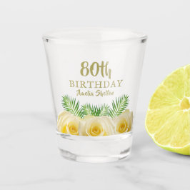 Gele Rozen Bloemen 80ste Verjaardagsfeestje Shot Glas