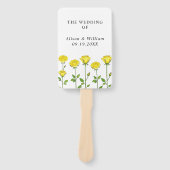 Gele rozen bloemen bloemenlente bruiloft programma handwaaier (Voorkant)