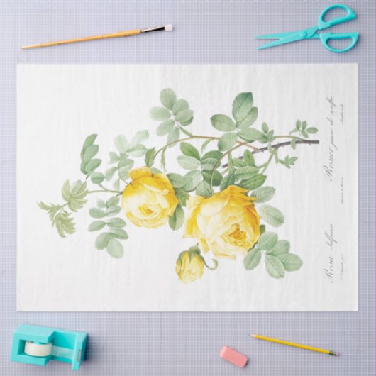 Gele Rozen Bloemen Ephemera Decoupage Tissuepapier (Craft)