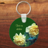 Gele rozen bloemen, gepersonaliseerd sleutelhanger (Achterkant)