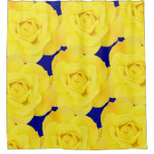 Gele rozen bloemen Goud Floral Pattern Navy Blue Douchegordijn (Voorkant)