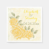  gele rozen bloemenbruiloft servet (Voorkant)