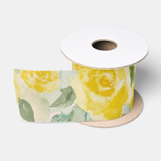 Gele Rozen Bloemensatijnen Lint