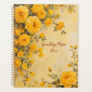 Gele Rozen Bloemenspiraalgebonden Planner Lente