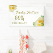 Gele Rozen Bloemig 80ste Verjaardagsfeest Achtergr Spandoek (Insitu)