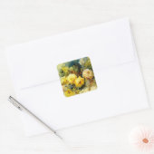 Gele rozen, bloemschildering vierkante sticker (Envelop)