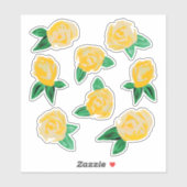 Gele Rozen Bloemstickers Sticker (Vel)