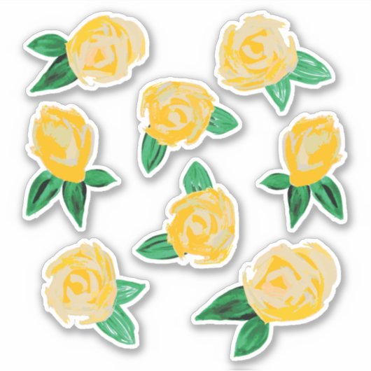 Gele Rozen Bloemstickers Sticker (Voorkant)