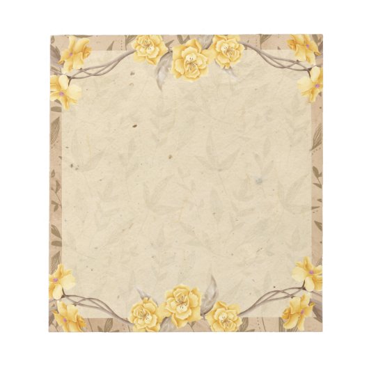 Gele Rozen Bloemstuk Vintage Notitieblok (Voorkant)
