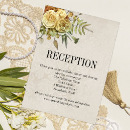 Gele Rozen Boho Chic Bruiloft Receptie Informatiekaartje