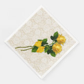 Gele Rozen Boog Witte Lace Ivoor Papier Servetten (Hoek)
