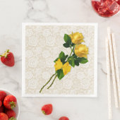 Gele Rozen Boog Witte Lace Ivoor Papier Servetten (Insitu)
