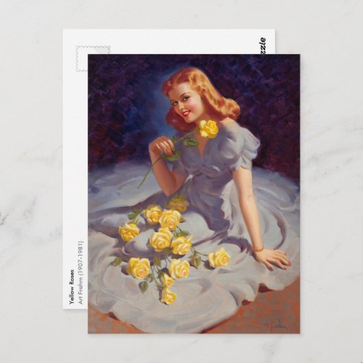 Gele rozen briefkaart (Voorkant / Achterkant)