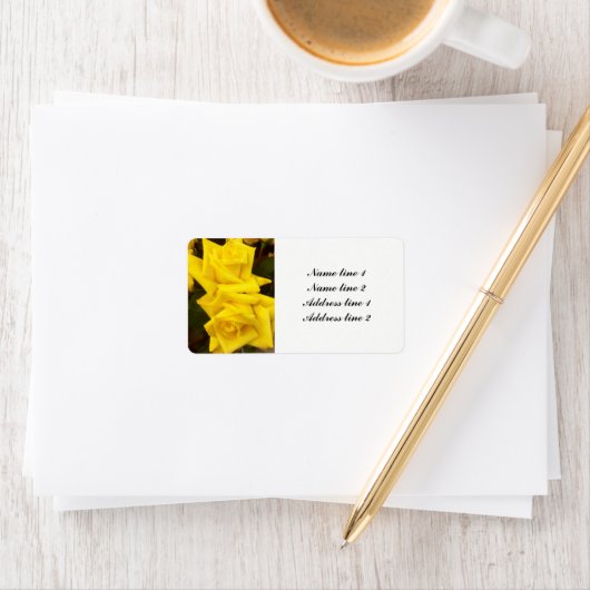 Gele rozen bruiloft adresetiketten etiket (Insitu)