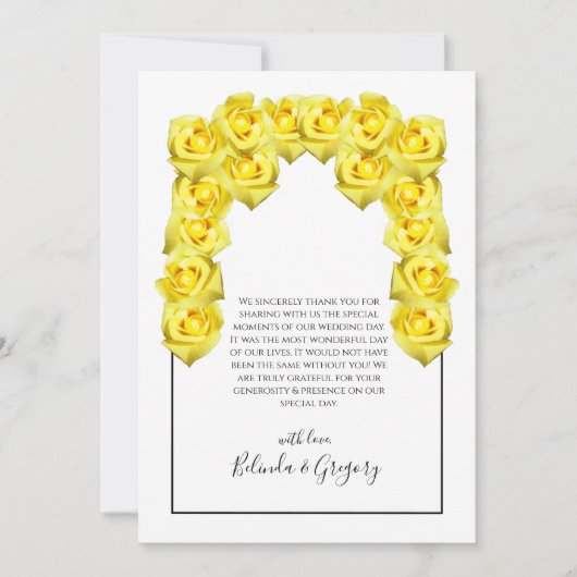 Gele rozen bruiloft Hartelijk dank Bedankkaart (Voorkant)