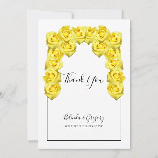 Gele rozen bruiloft Hartelijk dank Bedankkaart (Achterkant)