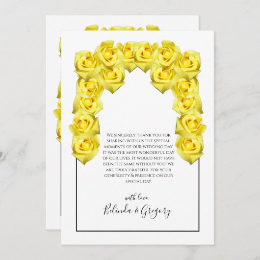 Gele rozen bruiloft Hartelijk dank Bedankkaart (Voorkant / Achterkant)