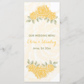  gele rozen bruiloft Menu kaart (Voorkant)