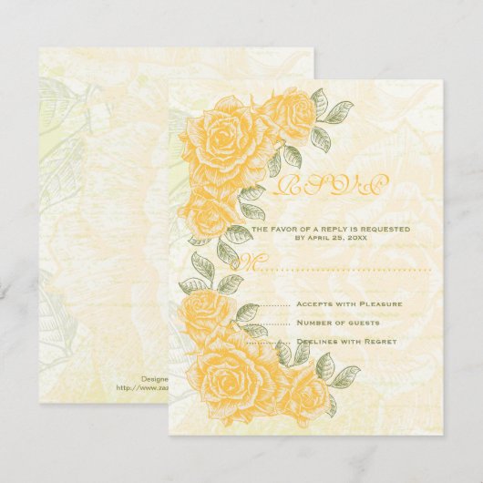  gele rozen bruiloft RSVP antwoordkaart (Voorkant / Achterkant)