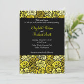Gele rozen bruiloft uitnodiging (Staand voorkant)